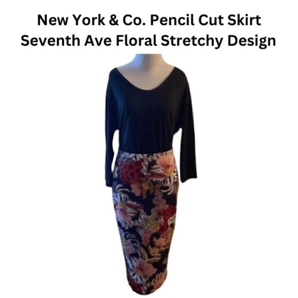 NY and C Seventh Ave Floral Pencil Skirt Extra Small - Picture 1 of 7